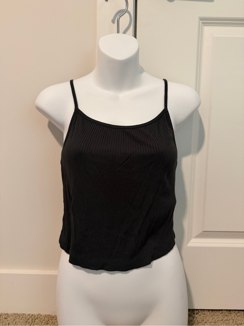 RCVA Black Ribbed Spaghetti Strap Tank Top